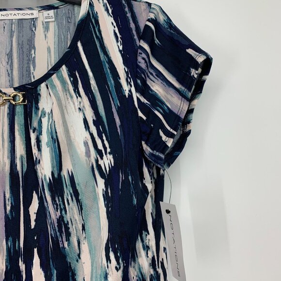 Notations Top Abstract Printed Short Sleeve Blouse Jersey NWT - Picture 4 of 9